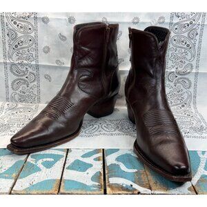 Charlie 1 Horse Boots by Lucchese Womens 8B Side Zip Brown Calf Leather Western